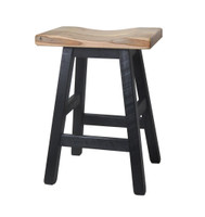 24" or 30" Distressed 2-Tone Rustic Wormy Maple Bar Stool Saddle Seat