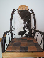 Amish Hickory Rocking Chair Hair on Hide Leather Cushion Set-One of a Kind (#7)