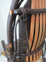 Amish Hickory Rocking Chair Hair on Hide Leather Cushion Set-One of a Kind (#7)
