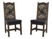 Set of 2 -High Back Modern Rustic Dining Chairs with Upholstered Seat & Back Multiple Fabrics