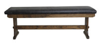 Upholstered Barnwood Trestle Bench - Faux Leather Fabrics