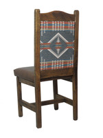 Set of 2 - Modern Rustic Dining Chairs with Southwest Arizona-Turquois Upholstered Back & Seat