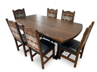 42 X 60 Rustic Bow End Trestle Table 7 piece set - Free In Home Delivery and Set up