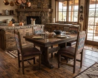 42 X 48 Rustic Trestle Table 5 piece set - Free In Home Delivery and Set up