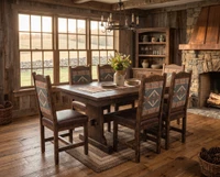 42 X 72 Rustic Trestle Table 7 piece set - Free In Home Delivery and Set up