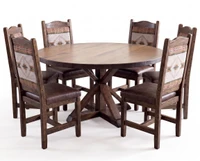 Round X Base Pedestal Table 60" 7 Piece Set - Free In Home Delivery and Set up