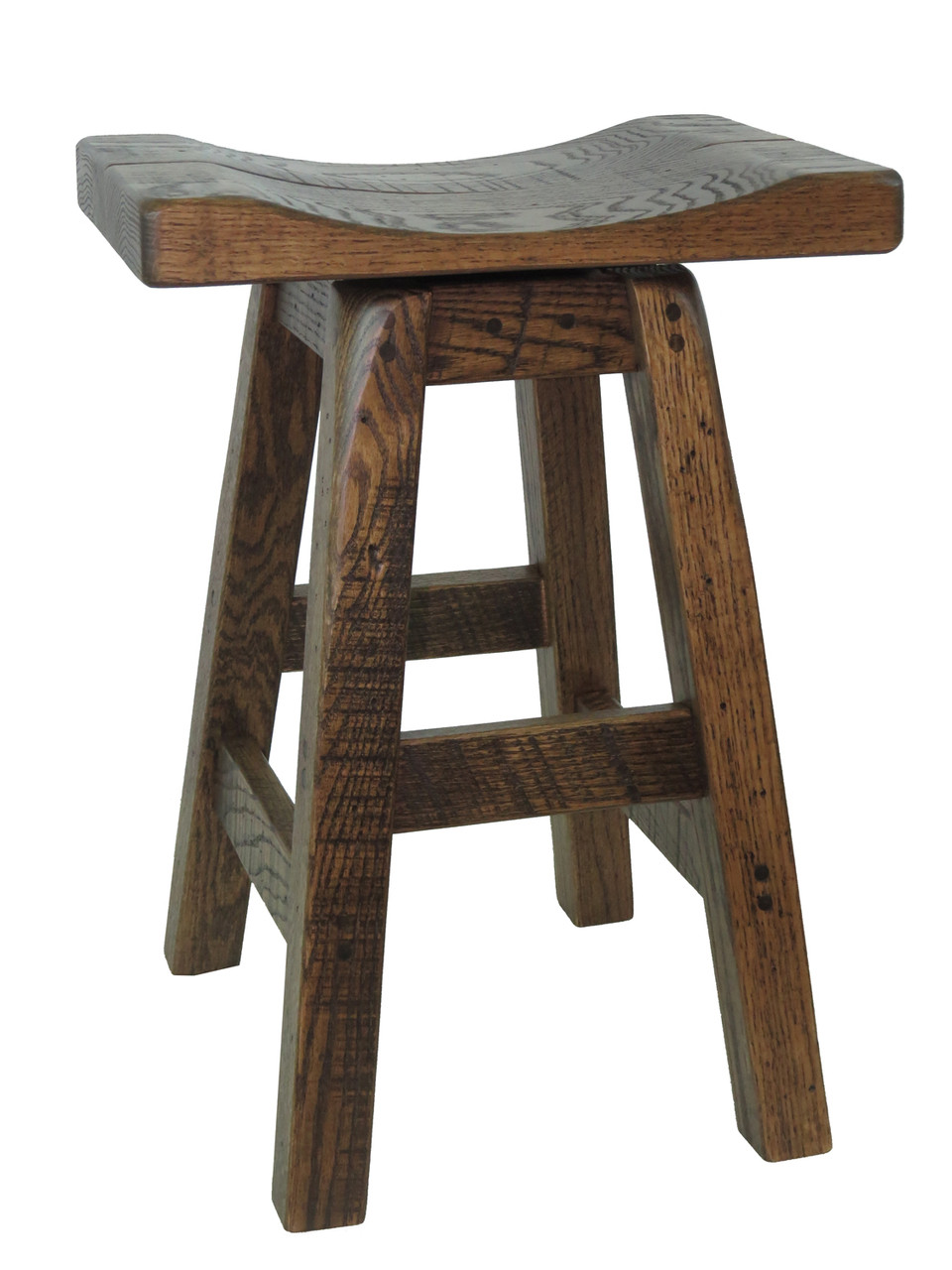 Swivel Barnwood Bar Stools 24" Saddle Seat