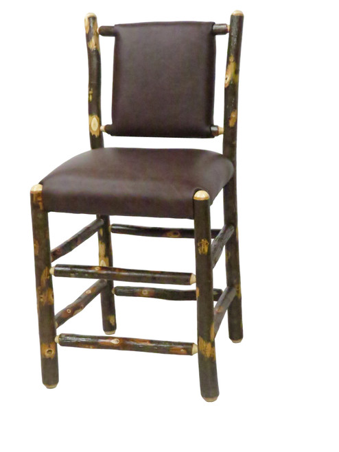Rustic Hickory Bar Stool Top Grain Leather - Main Image