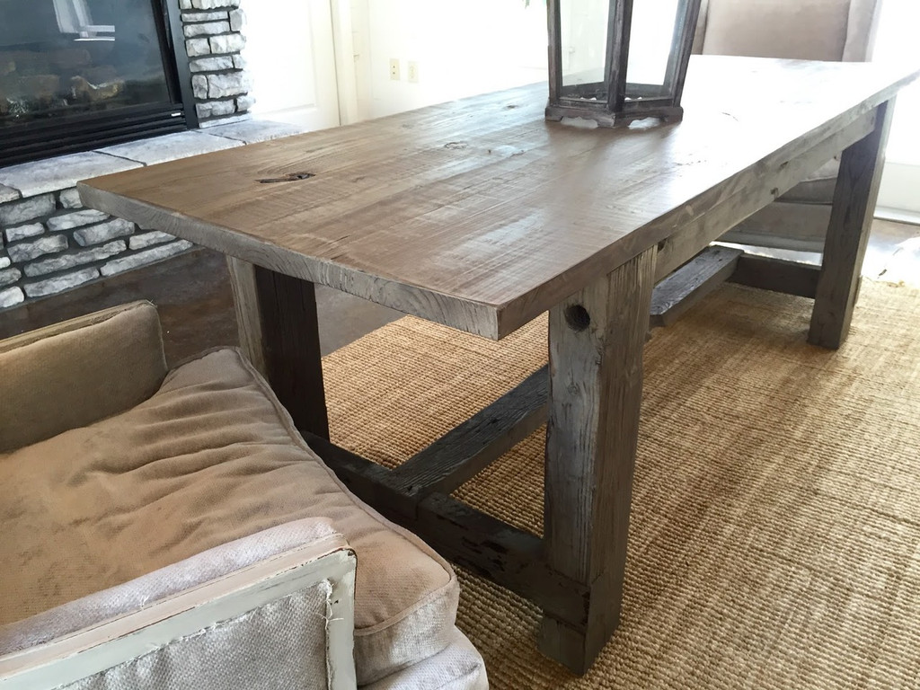 Reclaimed Wood Trestle Farm Table