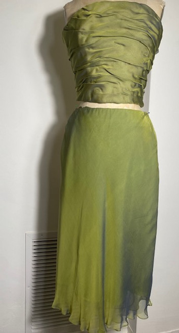 Iridescent Green Chiffon Top and Skirt