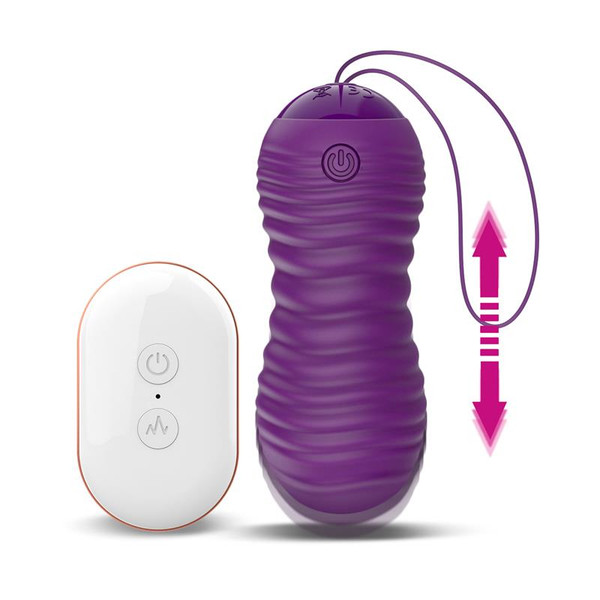 Huevo Vibrating and Telescopic Up and Down Movement Remot Control Purple