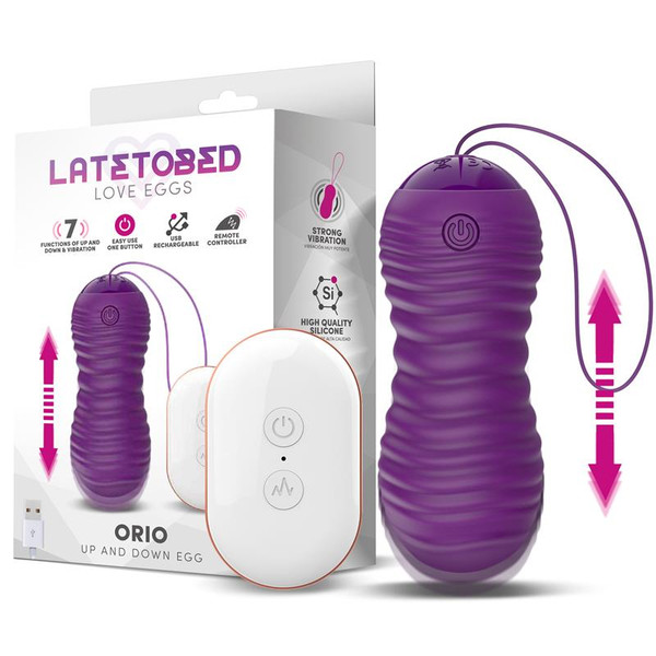Huevo Vibrating and Telescopic Up and Down Movement Remot Control Purple