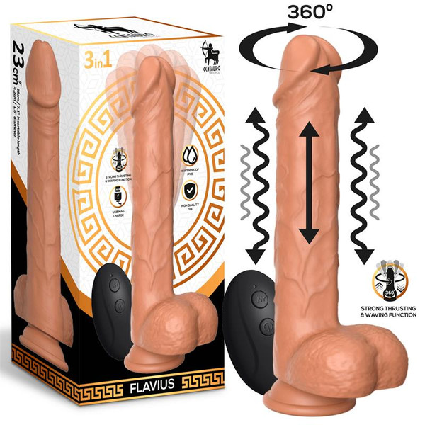 Flavius Dildo with Thrusting, 360º Waving and Vibration 9"- 23 cm