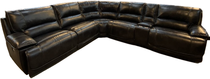 6 Pcs. Power Recliner Sectional W/ Power Headrest & Unlimited Reclining Positions - Leather Air Fabric (5355)