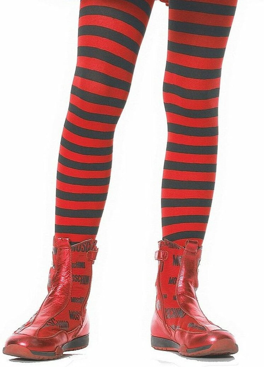 Girls Striped Stockings Red Black Collants Oya Costumes