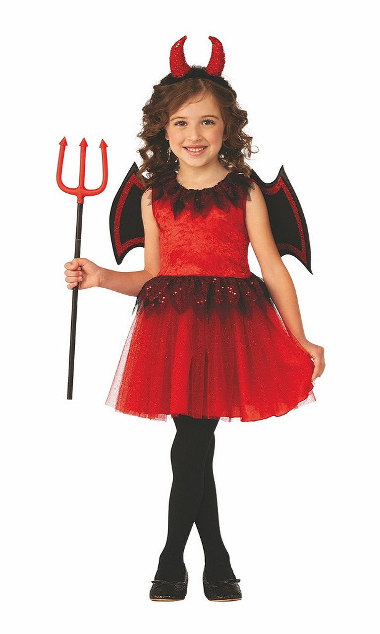 Déguisement Fille DIABLESSE Rouge 5/6 Ans Enfant Diable Halloween NEUF
