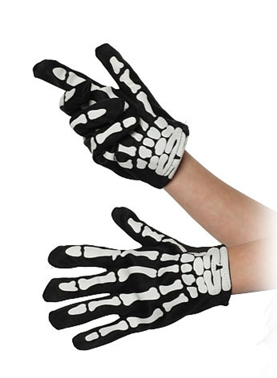 GANTS NOIRS SQUELETTE ENFANT