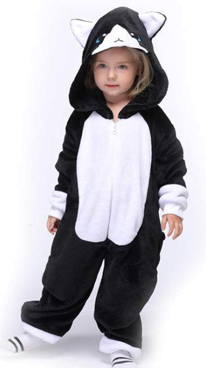 Costume Combinaison Chat Noir pour Enfants, Filles