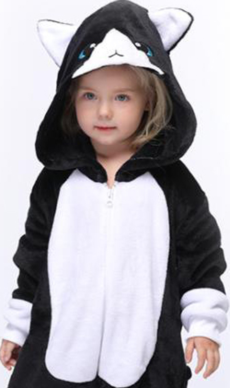 Costume Combinaison Chat Noir pour Enfants, Filles