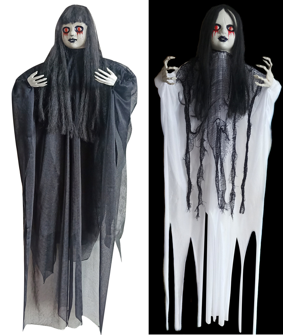 Poupée suspendue, noir/blanc, 48 po, décoration intérieure/extérieure pour  l'Halloween