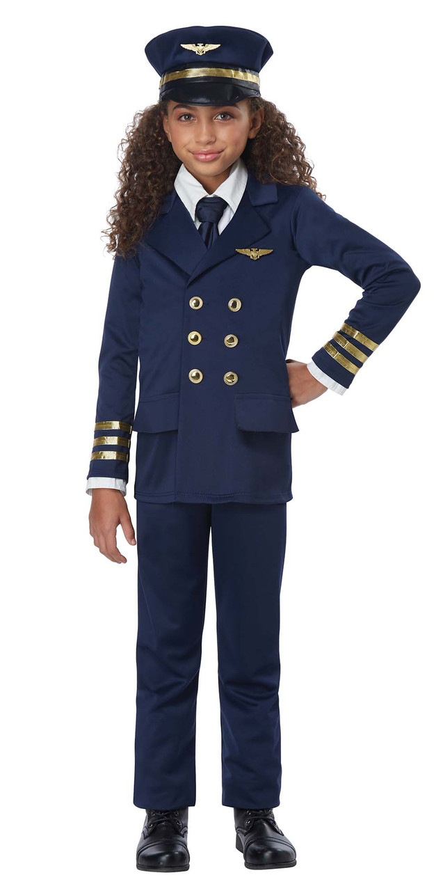 Enfants Costumes de pilote Enfants Cosplay pour garçons Filles Costume d' hôtesse de l'air Avion Aéronef Air Force Performance Uniformes-comprend  Ensemble, Lunettes de soleil