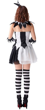 Costume de Bouffonne Noir et Blanc pour Femmes - deuxieme image