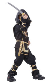 Costume Ninja Noir et Or pour Enfants Deluxe
