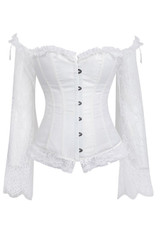 Corset Blanc Structuré Manches Dentelle