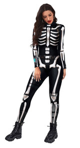 Costume Skinsuit Squelette pour Femme