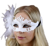 Masque Blanc Masquerade avec Tulle