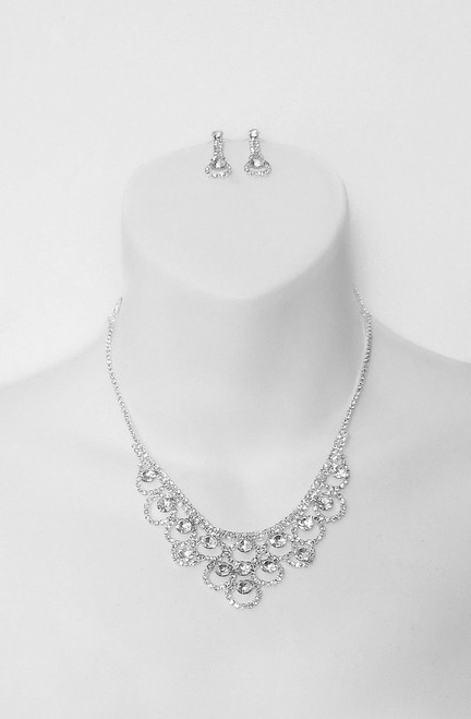 Collier strass Set Argent