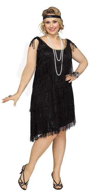 Robe Flapper Scintillante Noire Grande Taille