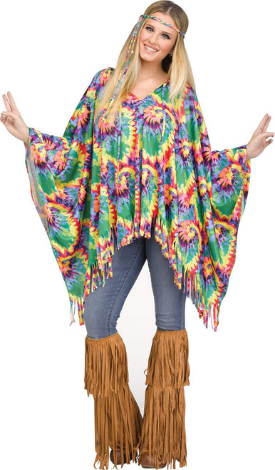 Costume Poncho Hippie Tie-Dye