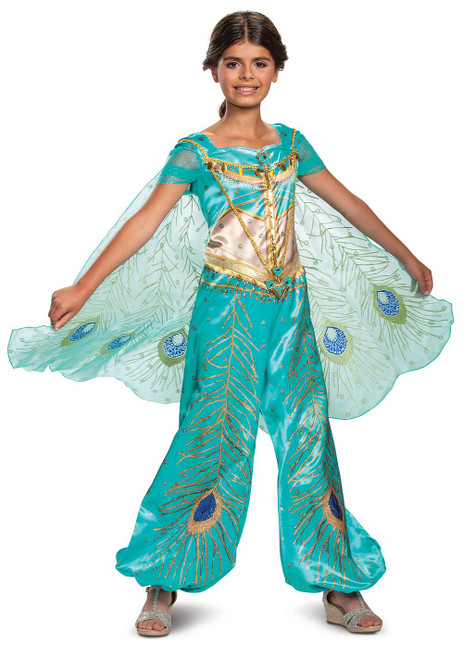 Costume Jasmine Turquoise Deluxe pour Fille Aladdin