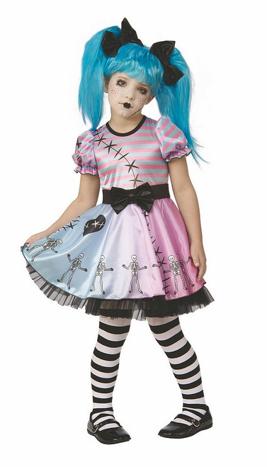 Costume de Petite Poupée Squelette Bleue