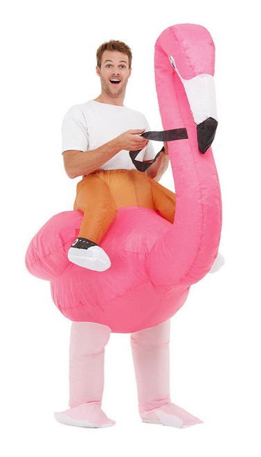 Costume Chevauche un Flamant Rose Gonflable