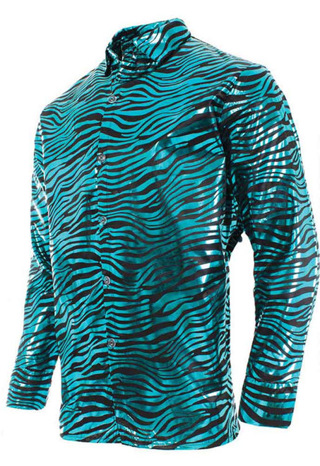 Chemise bleu roi tigre metallise