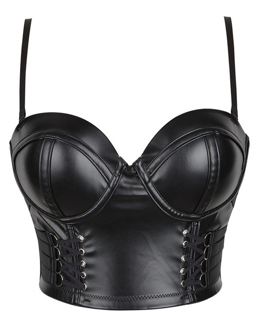 Bustier Noir en Faux Cuir