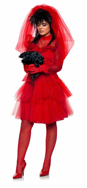 Costume de Mariée Beetljuice Rouge Gothique pour Femmes