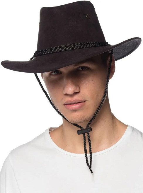 Chapeau de Cowboy Noir en Faux Daim