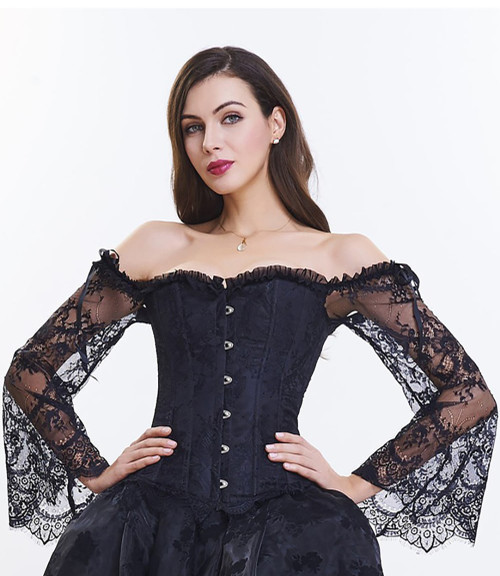 Corset Blanc Structuré Manches Dentelle