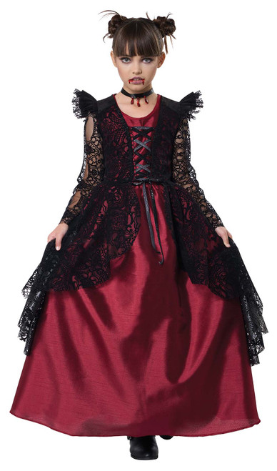 Costume Gothique Vampire avec Dentelle Noir Fille