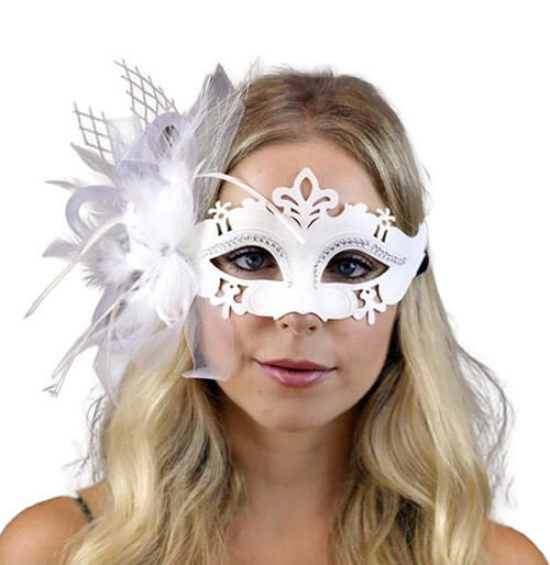 Masque Blanc Masquerade avec Tulle