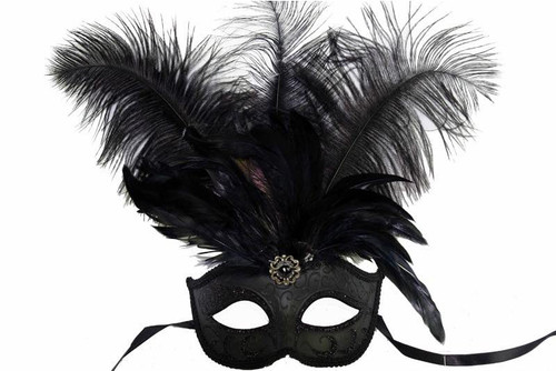 Masque avec Plumes Centrales Noir