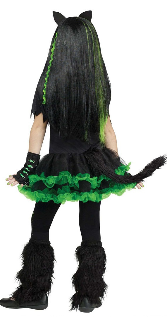 Costume enfant chat noir farce ou friandise pour fille