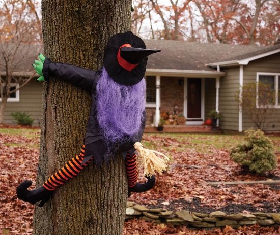 Décoration de fenêtre effrayante pour Halloween, vieille sorcière au-dessus  de la tête, décoration de fenêtre de club de sorcière à suspendre au