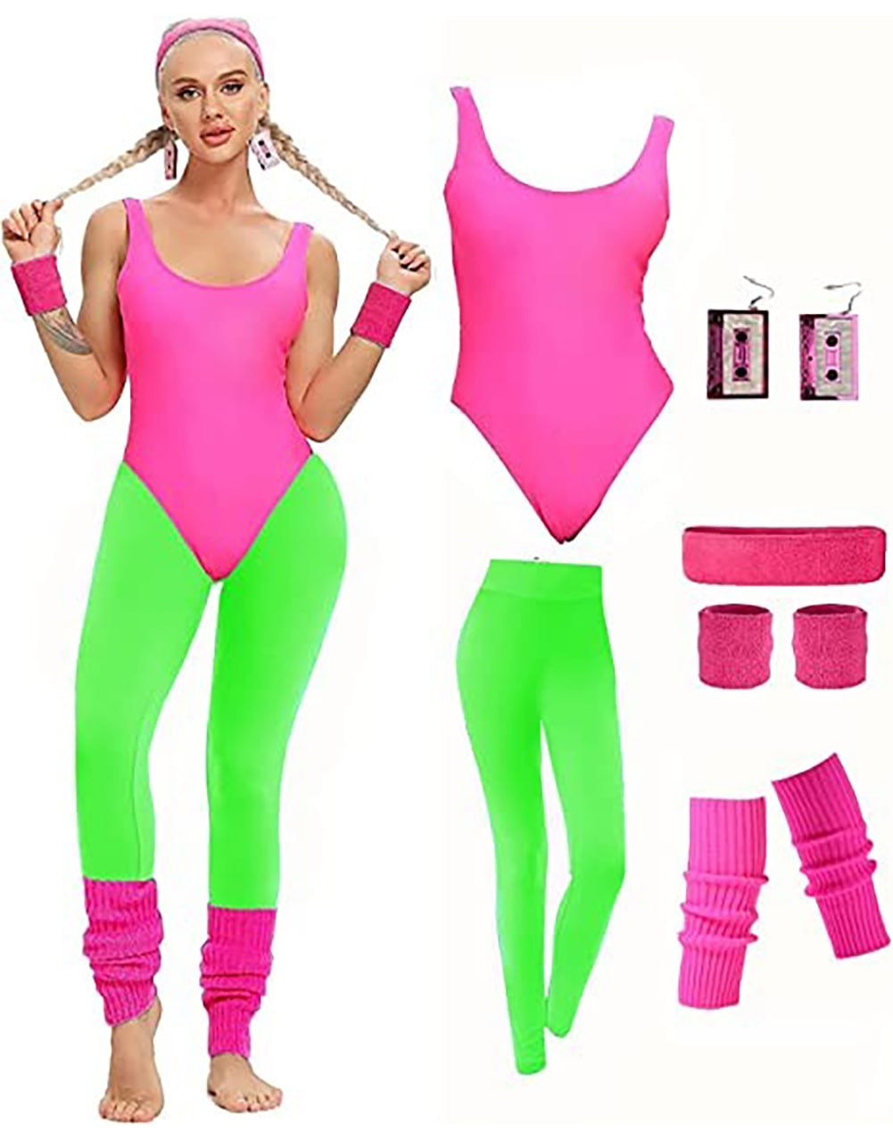 Kit années 80 fluo léopard femme : Deguise-toi, achat de