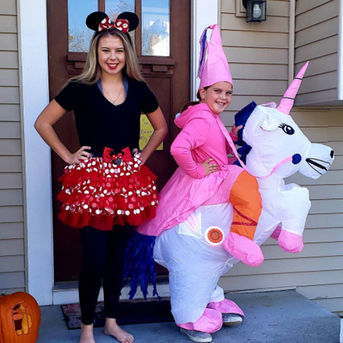 Costume gonflable princesse rose et licorne blanche pour enfants