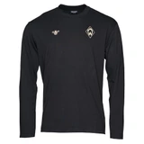 schwarzes Longsleeve mit goldenen Details wie hummel Logo und Werder Raute