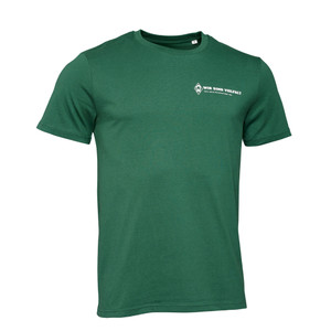 Dunkelgrünes T-Shirt mit Aufdruck auf Herzseite